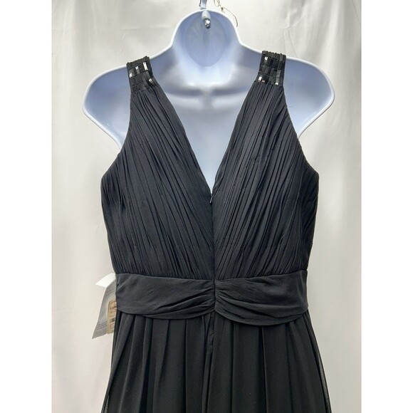 Anne Klein 100% Silk Black Women's Size 10 Sleeveless Dress Sparkle Straps Party - Picture 5 of 16